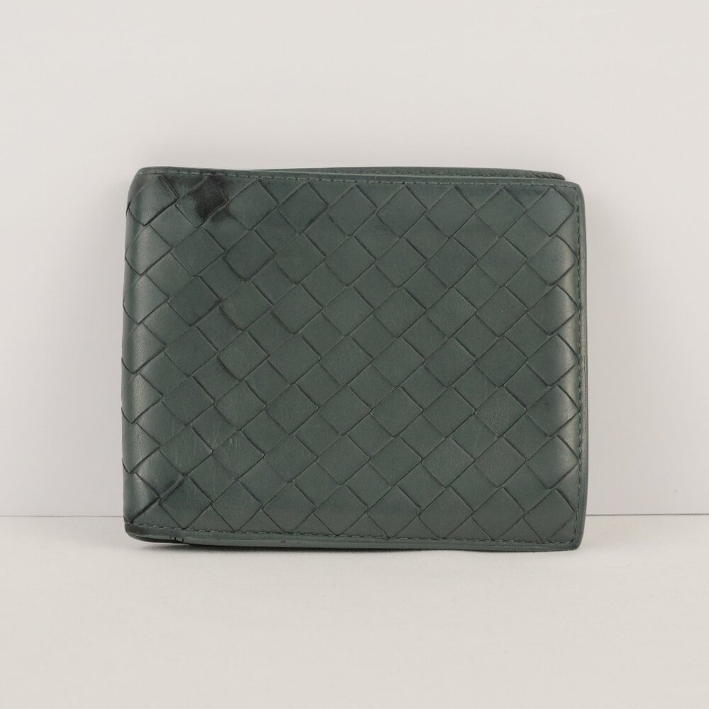 Bottega Veneta Intrecciato Nappa Leather Weave Bifold Wallet, Dark Turquoise